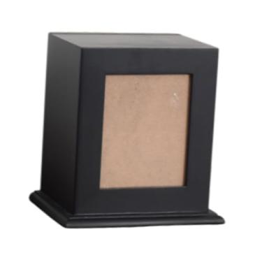 Imagem de WeiLaiKeQi Urna de madeira para cinzas de animais de estimação, caixão cinerário resistente com moldura para fotos, caixa funerária, estojo memorial para, Preto