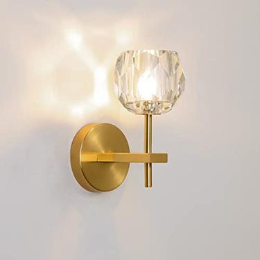 Imagem de Cristal Globo Transparente LED Luminárias De Parede Moderno Estilo Nórdico Luz De Parede Dourado Metal Transparente Interno Arandelas De Parede Para Quarto Loja Café(20X17CM, 7W,Gold, Neutral Light)