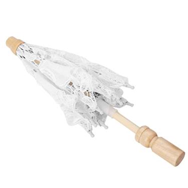 Imagem de Guarda-sol Bordado de Flores Feito à Mão para Casamento, Noiva, Guarda-chuva, Tecido de Seda, Alça de Madeira Maciça, Atmosfera de, Forma de Renda, Símbolo Doce (S)