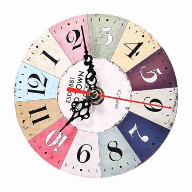 Imagem de Relógio de Parede Redondo de MDF Antigo Estilo Europeu para Decoração de Escritório Doméstico (32)