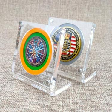 Imagem de Estojo de Exibição de Moedas de Desafio, Suporte de Armazenamento de Medalhão, Caixa de Proteção de Moedas Militares de Acrílico Transparente para Colecionadores, Espécimes de Medalhas Colecio