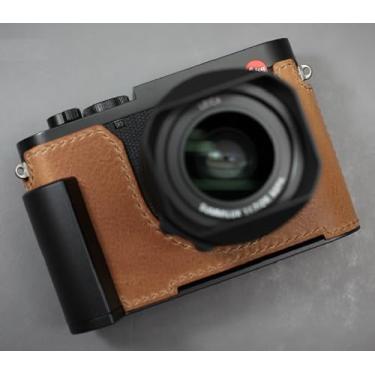 Imagem de Meia-capa para câmera de couro italiano legítimo LIM'S Placa de cauda de andorinha feita à mão para Leica Q3 Q3 43 [marrom castanho]