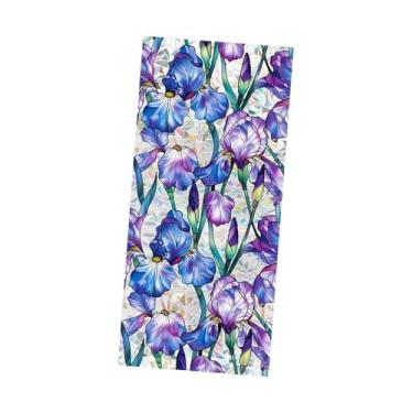 Imagem de FytStycale Adesivo de janela de flor adesivo estático adesivo de privacidade decalque de vidro para janela de carro, Azul Roxo