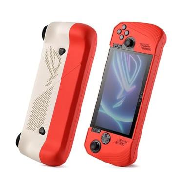 Imagem de UYIYE Capa protetora para Asus ROG Ally X 2024, revestimento rígido de 360°, antiderrapante, revestimento antisuor (branco + vermelho)
