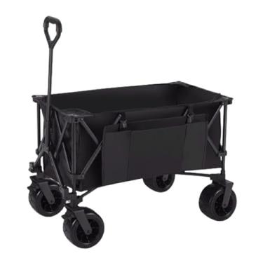 Imagem de carroça Carrinho de vagão com rodas dobrável, vagão de praia com bolso lateral, vagão utilitário para viagem, acampamento, piquenique dobrável