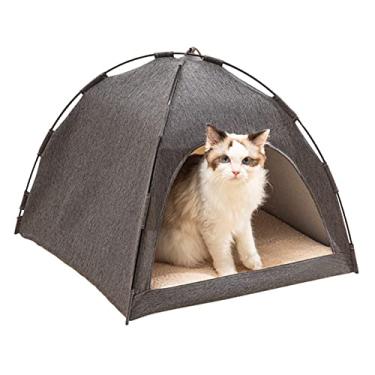 Imagem de Casa de Lixo Confortável Cama de Barraca de Gato Tamanho S Casa de Cachorro Com Tecido Lavável para Todas As Estações Grande Espaço Respirável (Cinza)