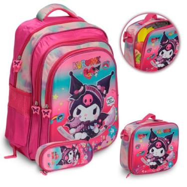 Imagem de Kit Mochila Escolar Menina Hello Kitty Alto Relevo Reforçada - Plike