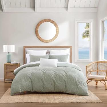 Imagem de Tommy Bahama - Conjunto de edredom, roupa de cama tingida de fio super macio com fronhas combinando, inspiração serena essenciais para quarto (verde palmeira, casal/queen)