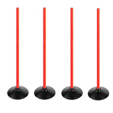 Imagem de ASENVER Conjunto de bastões de agilidade de futebol laranja, mastro de velocidade de treinamento esportivo destacável, bastões de slalom com base de borracha, equipamento esportivo de treino (9 metros, pacote com 4)