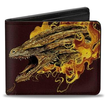 Imagem de Carteira House of the Dragon, dobrável, House of the Dragon Syrax Pose and Text Brown Yellows, couro vegano, Marrom, 4.0" x 3.5", Casual