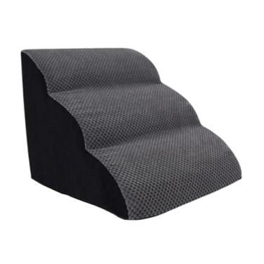 Imagem de Ｂｅｓｇａ Passos de cães para a cama alta degraus de animais de estimação coberta coberta de cobertura suave e confortável de cachorro não deslizante rampa, Cinza