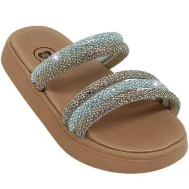Imagem de Chinelo Molekinha Infantil Tiras Brilhosas Meninas, Cristal, Ouro rosa