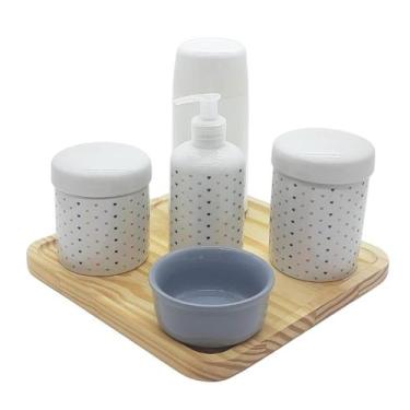 Imagem de Kit higiene Poá 6 pçs - Molh. Cinza - Porcelana e Bdj Pinus - Antilope