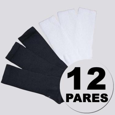 Imagem de Kit Meia Lupo Sport Walk Cano Longo 12 Pares Preta e Branca, 41-44