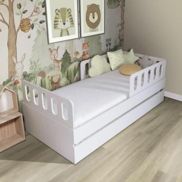 Imagem de Bicama Solteiro com 02 Grades e Cabeceira Anatômica Removíveis Branco 