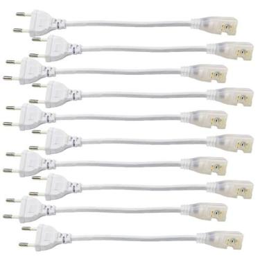 Imagem de Conector Plug Rabicho para Fita de LED 8mm Kit 10 Unidades Tomada Font