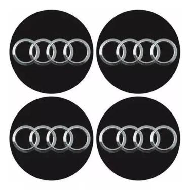 Imagem de Kit Adesivos Emblema Calota 70mm Carro Audi Preto Resinado - Resitank