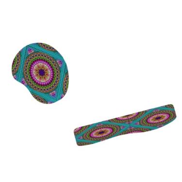 Imagem de Kit Mouse Pad E Apoio Teclado Ergonômico Mandala Colorida