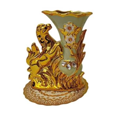 Imagem de Bothyi Planta de vaso de cavalos Planta de mesa decorativa mesa de mesa central peças de cerâmica vaso de flores europeias para sala de estar natal, Cavalo Esquerdo