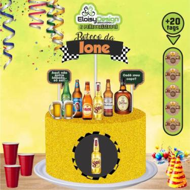 Imagem de Topo de bolo Boteco (tema 1)  + 20 Tags para aniversário - EloisyDesig
