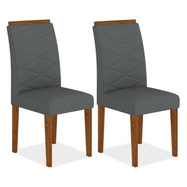 Imagem de Kit 2 Cadeiras Estofadas Everest Comfort Freijó/suede Cinza - M.a