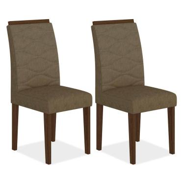 Imagem de Kit 2 Cadeiras Estofadas Everest Comfort Imbuia/suede Capuccino - M.a