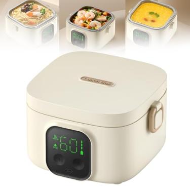 Imagem de CHONGHAN Lancheira elétrica aquecedor de alimentos, aquecedor de alimentos com recipiente de grande capacidade e camada de frutas, lancheira aquecida 3 em 1, isolamento inteligente, aquecedor de