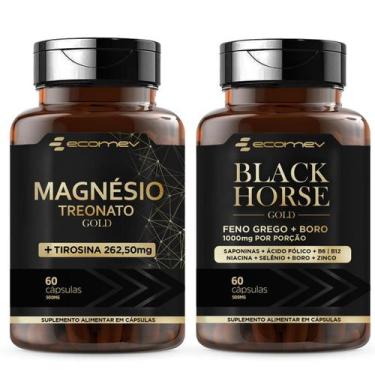 Imagem de Kit Black Testo 1000mg  Magnesio Treonato L Tirosina 120cáp - Ecomev