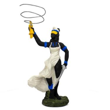 Imagem de Escultura Orixá Oyá tempo Logunan Azul Branca 17 cm Resina - Lua Místi