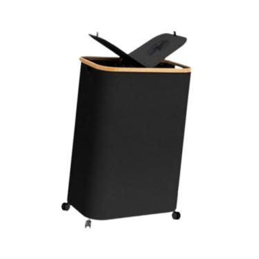 Imagem de IEUDNS Cesto de lavanderia com tampa de lavanderia de lavanderia toalhas de lixo cesto de lavanderia para sala de estar em casa de hotel utilidade