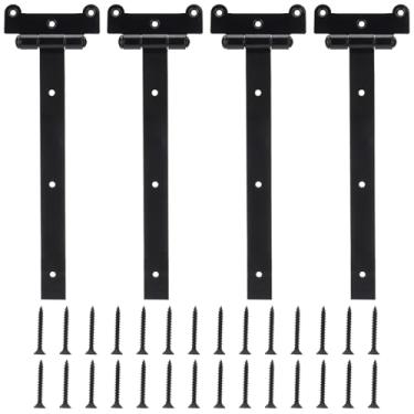 Imagem de SPARKWHIZ Dobradiças de porta resistentes de 30,5 cm com 28 parafusos de montagem para portões, celeiros, galpões, armários, revestimento preto para prevenção de ferrugem e corrosão, pacote com 4