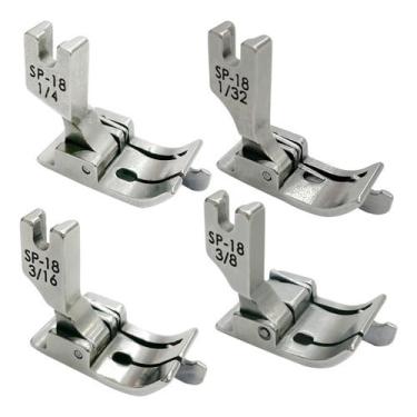 Imagem de Kit 4 Calcador Pesponto Reta Industrial c/ Guia Direito SP18 Calcadores Para Maquinas Industriais