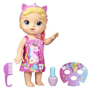Imagem de Boneca Baby Alive Glam Spa Dia de Princesa Bebê Unicórnio Cabelos Loiros F3564 - Hasbro