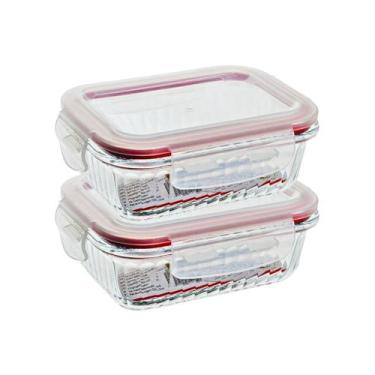 Imagem de 2 Potes De Vidro Hermetico Frezzer Micro-ondas Marmita 1520ml - Belo V
