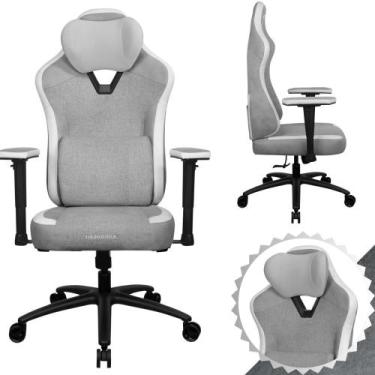 Imagem de Cadeira Gamer Cor Cinza Ergonômica Apoio de Braço Almofadado  Reclináv
