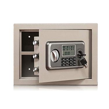 Imagem de Cofre à prova de fogo LCD digital sensível ao toque armário cofre digital cofre de aço eletrônico com teclado 2 teclas de substituição manual proteger dinheiro passaportes para casa escritório hotel