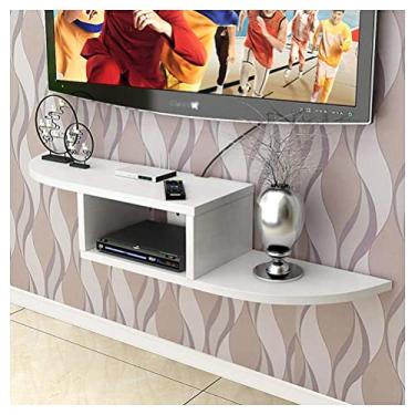 Imagem de Organizador de rede sem fio, prateleiras flutuantes montadas na parede para caixa de TV, decodificador, console de TV, armário de madeira para caixas de cabo/roteadores WiFi/controles remotos/leitores