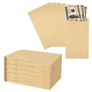 Imagem de DAJAVE Pacote com 500 envelopes de dinheiro número 7 Kraft para dinheiro, envelope pequeno de moedas de 10 x 18 cm, envelope de papel marrom para dinheiro, envelopes de sementes para cheque, orçamento