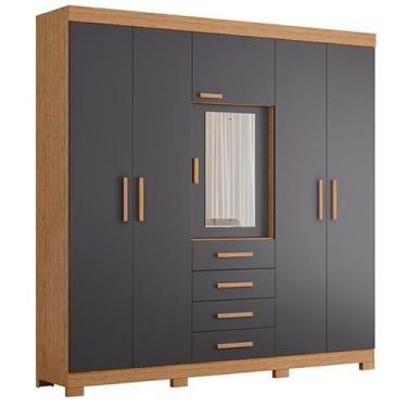 Imagem de Guarda Roupa Virtus 6 Portas Freijó/Titanium - ABZ - Albatroz