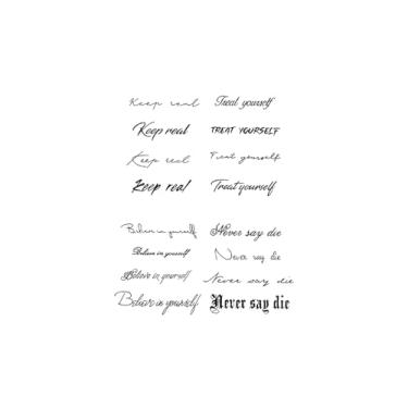 Imagem de Tatuagens temporárias, frases em inglês originais, tatuagens com palavras, resiliência, aparência de tatuagem real, dura de 1 a 2 semanas, resistente à água,18 x 11 cm
