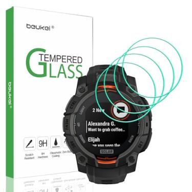 Imagem de beukei (Pacote com 3 protetores de tela projetados para Garmin Instinct 3 45 mm (Solar/Amoled) de vidro temperado, sensível ao toque, dureza 9H