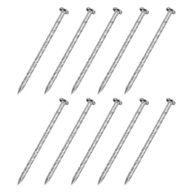 Imagem de uxcell 150 peças de pregos de cerca, 6 cm de aço inoxidável 304 pinos de haste em espiral para conserto de piso de casa, madeira, prata