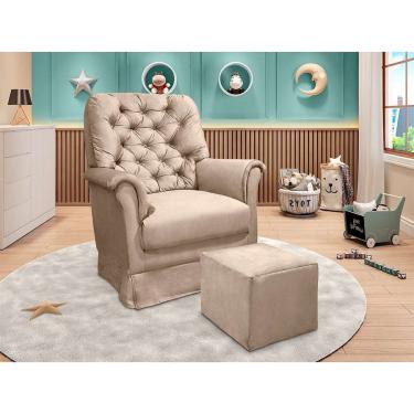 Imagem de Poltrona para Amamentação com Puff Agatha Suede Bege
