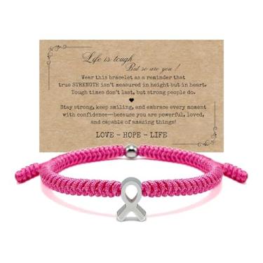 Imagem de LAMIBEE Pulseira para uma causa, pulseira de fita de conscientização, pulseiras ficam bem em breve, pulseira de cordão de surfista de proteção para homens, mulheres estilo amuleto boho, Medium, Não