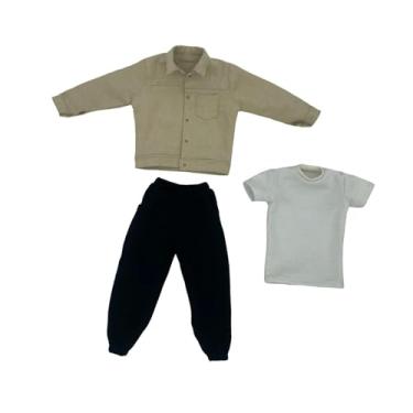 Imagem de simhoa Roupas de bonecos de ação 1/6, roupas em miniatura, ternos de veludo cotelê, trajes casuais, acessórios de fantasia para bonecas masculinas de 12, Cáqui