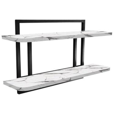 Imagem de Prateleira Decorativa 60x15 Sala Escritório Quarto Zafra - preto/vulcano