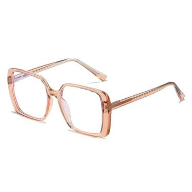 Imagem de Armação de óculos retrô transparente anti-luz azul feminina, moderna, com dobradiça de mola, masculina (champanhe)