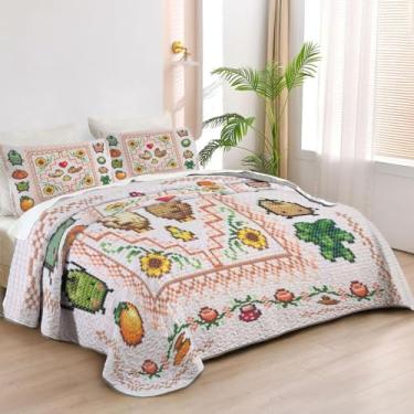 Imagem de Allenjoy Jogo de cama solteiro com colcha de jogo e aventura de fazenda, tecido lavável com 1 fronha SC00094-007