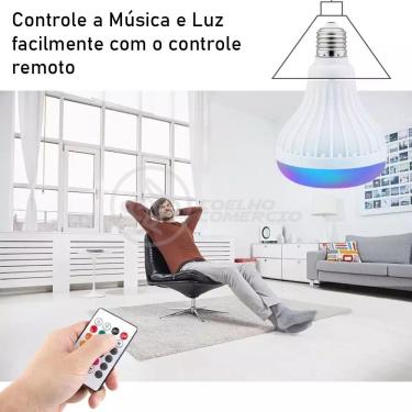 Imagem de Lâmpada Led 12W E27 Rgb Colorida Com Caixa De Som