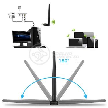 Imagem de Antena Usb 2.0 Receptor De Wifi Wireless Internet Sem Fio 1200Mbps 802.Inn Pc Notebook 30